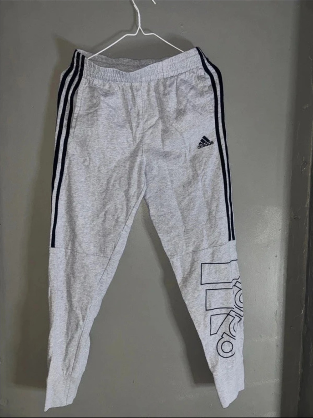 Adidas Kids Gray Track Pants with Black Stripes